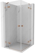 Mexen Lunar Duo, výklopný sprchový kút 70 x 70 cm, 8mm číre sklo, profil medená matná, 834-070L-070P-65-00