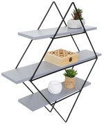 Nástenná polica A80 v industriálnom štýle - drevo / kov, 60x55x12 cm - Sivomodrá