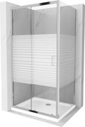 Mexen Apia, sprchový kút s posuvnými dverami 90 (dvere) x 70 (stena) cm, 6mm číre-pásy sklo, chrómový profil + slim sprchová vanička 5cm, 840-090-070-01-20-4010