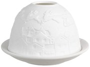 Biely porcelánový svietnik na čajovú sviečku vianočné dediny Paollo - Ø 12*8 cm