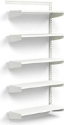 Nástenný regál RELY, prídavná sekcia, oceľové police, 1800x900x300 mm, biela