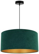 Závesné svietidlo Mediolan, 1x tmavozelené/zlaté textilné tienidlo, (fi 44cm)