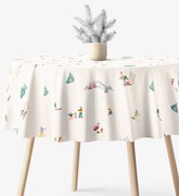 Goldea okrúhly obrus 100% bavlnené plátno - zimné radovánky Ø 100 cm