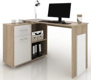 Rohový písací stôl Andy, dub sonoma/biela%