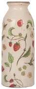 Béžová keramická váza s jahôdkami Wild Strawberries - Ø 8*20 cm