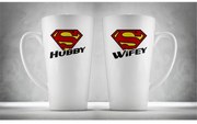 Hrnčeky pre páry - Super Wifey & Hubby, 2ks x 450ml