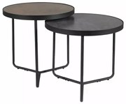 Odkladacie stolíky PENELOPE sada 2 ks Ø 50 cm, hnedá/čierna
