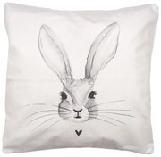 Béžová obliečka na vankúš s hlavou králika a srdiečkom - 45*45cm