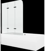 Mexen Cube obdĺžniková vaňa 180 x 80 cm s obkladom a 3-krídlovou zástenou 120 cm, transparentnéné, čierna - 550518080X9012037000