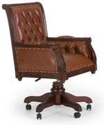 furniture-nabytek.cz - Kancelárske kreslo Cambridge z masívneho mahagónu, lakované, hnedé – pravá koža
