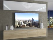 Obývacia stena 200 cm Belini biely lesk / dub sonoma Imperium6 IMP 6/5/W/WDS/0/0