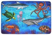 BO-MA, Protišmykový kusový koberec Sea world, 76,5x117, modrá, detská izba