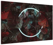 Obraz - Neónový kruh medzi palmami (90x60 cm)