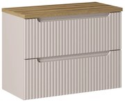 Závěsná skříňka pod umyvadlo Nova Cashmere II s deskou 80 cm kašmír/dub coast evoke