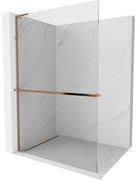 Mexen Kioto+ L, sprchová zástena Walk-In s poličkou a vešiakom 50 x 200 cm, 8mm číre sklo, ružové zlato profil, 800-050-123-60-00