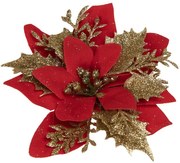 Dekorácia červená kvetina vianočná hviezda Poinsettia - 14*5 cm