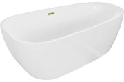 Mexen Giada, voľne stojaca vaňa 170 x 90 cm, biela lesklá, zlatý lesklý prepad, 52741709000-50