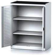 Policová dielenská skriňa 2-dverová MECHANIC, 2 police, 920 x 500 x 1170 mm, sivé dvere