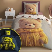 Posteľná obliečka svietiaca Teddy 140x200/70x80 cm – 100 % bavlna