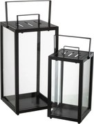 Set 2ks čierna kovová lampáš Alo - 21*21*43 / 16*16*33 cm