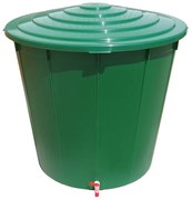 Plastový záhradný sud na dažďovú vodu, 500 L, výpustný kohútik, veko