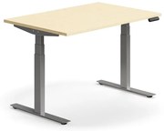 Výškovo nastaviteľný stôl QBUS, rovný, 1200x800 mm, strieborný rám, breza