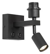 Moderná nástenná lampa čierna so svetlom na čítanie - Brescia