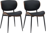 Set 2 jedálenských stoličiek Enid - koženka - orech/čierna