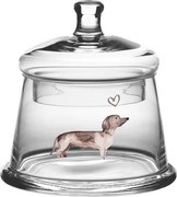 Sklenená dóza s jazvečíkom Dachshund Love - Ø 12*13 cm