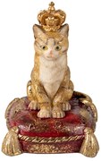 Dekoratívne soška mačky s korunou na vankúši - 7 * 6 * 10 cm