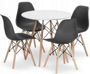 Jedálenský stôl TODI biely 80 cm so štyrmi stoličkami OSAKA čierne