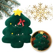 Zamatový dekoračný vankúš v tvare stromčeka MERRYLY, zelený