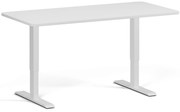 Výškovo nastaviteľný stôl, 160x80 cm, 1 motor, zaoblené rohy, biela podnož, biela