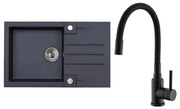 ALVEUS SETA23201 - Kuchynský drez ROCK+drezová batéria MINTAS 34 cm granit/čierna