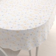 Biante Vianočný dekoračný oválny obrus PML-040 Sivé a béžové vločky 100x140 cm