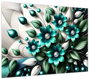 Obraz - 3D tyrkysové kvety (70x50 cm)