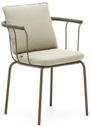 Zelená/béžová kovová záhradná stolička Salguer - Kave Home