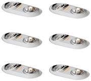 Sada 6 zaoblených zapustených bodových svetiel biela GU10 70 mm 2-svetelné - Hubs