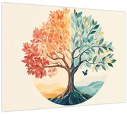 Obraz – Duálny strom s motýľom (70x50 cm)