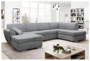 Rozkladacia rohová sedacia súprava s úložným priestorom do U SERPA pravá sivá
