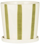Ib Laursen Keramický obal na kvety Palermo Green Stripes Ø 11 cm