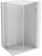 Mexen Lunar, L päťuholníkový sprchový kút naklápací doľava 80 x 90 cm, 8mm číre sklo, oceľový profil, 831L-080L-090P-97-00-L