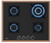 Klarstein Lumiflame plynová varná doska, 4 horáky, medený rám, elektrické zapaľovanie, výkon 8 kW