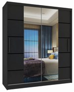 Šatníková skriňa 133 cm Belini čierny mat s posuvnými dverami zrkadlom a zásuvkami  ME SZP6/1/B/B/0/KLP