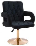 LuxuryForm DESIGN Stolička BOSTON VELUR na zlatom tanieri - čierna