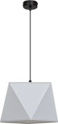 Závesné svietidlo Diamond, 1x sivé textilné tienidlo, čierna konštrukcia