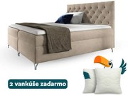 Wilsondo Čalúnená boxspring manželská posteľ s matracom Guliette - béžová Rozmer: 180x200