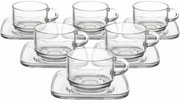 Orion Sada sklenených hrnčekov s podšálkami Cozy 6 ks, 0,27 ml, 270 ml