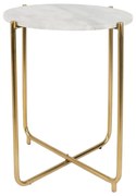 Biely odkladací stolík s mramorovou doskou White Label Timpa