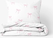 Goldea bavlnené posteľné obliečky - ružové mašličky 140 x 200 a 70 x 90 cm